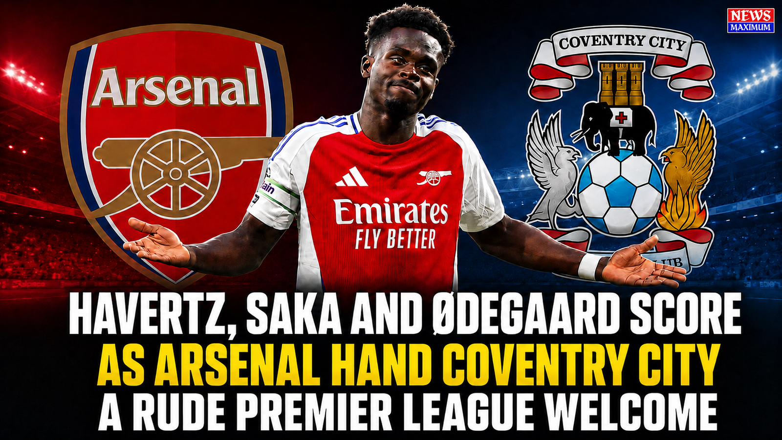 Havertz, Saka and Ødegaard Score as Arsenal Hand Coventry City a Rude Premier League Welcome