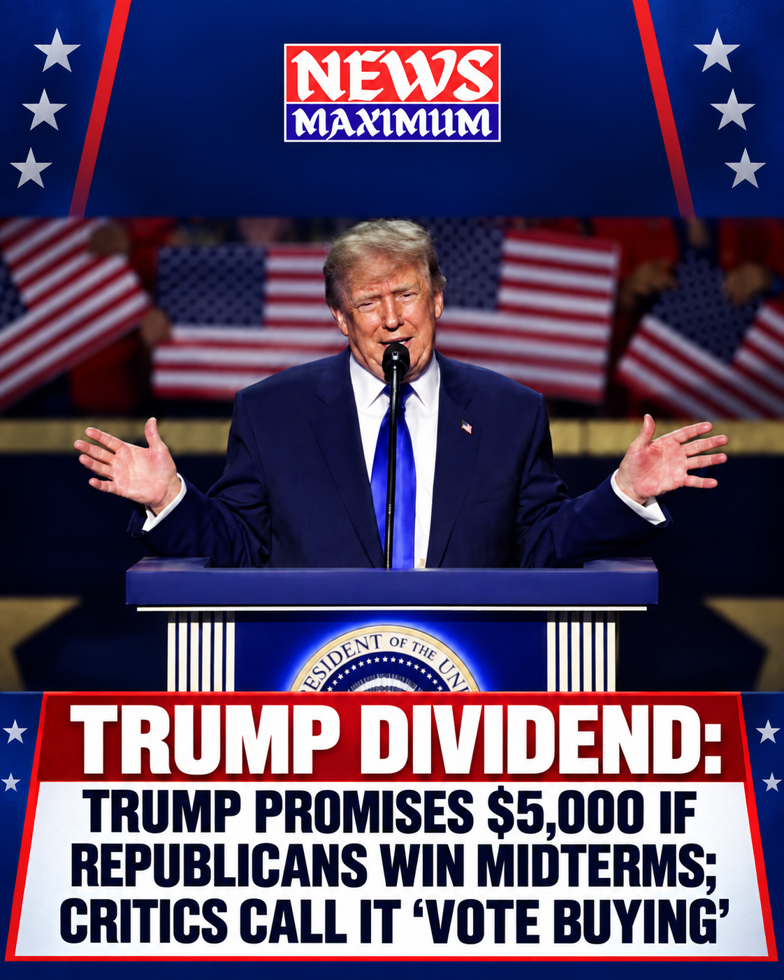 Trump Dividend: Trump Promises $5,000 if Republicans Win Midterms; Critics Call It “Vote Buying
