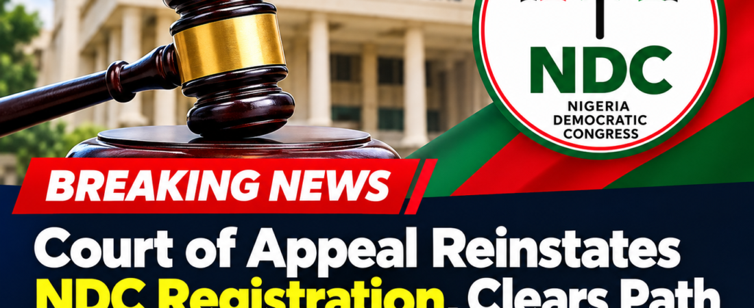 Court of Apeal reinstates NDC registration,clears path for 2027 election
