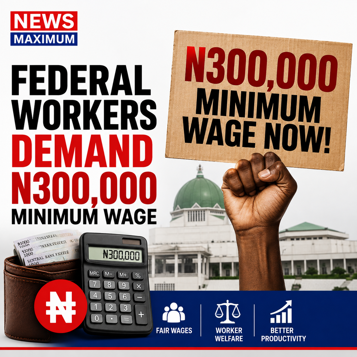 FEDERAL WORKERS DEMAND N300,000 MINIMUM WAGE