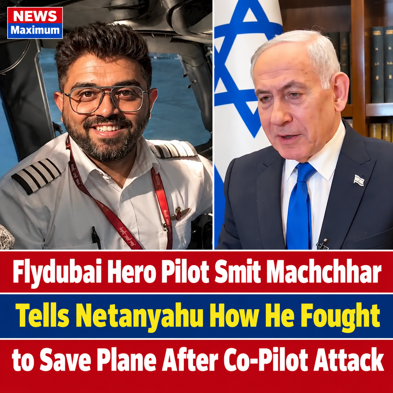 Flydubai Hero Pilot Smit Machchhar Tells Netanyahu How He Fought to Save Plane After Co-Pilot Attack